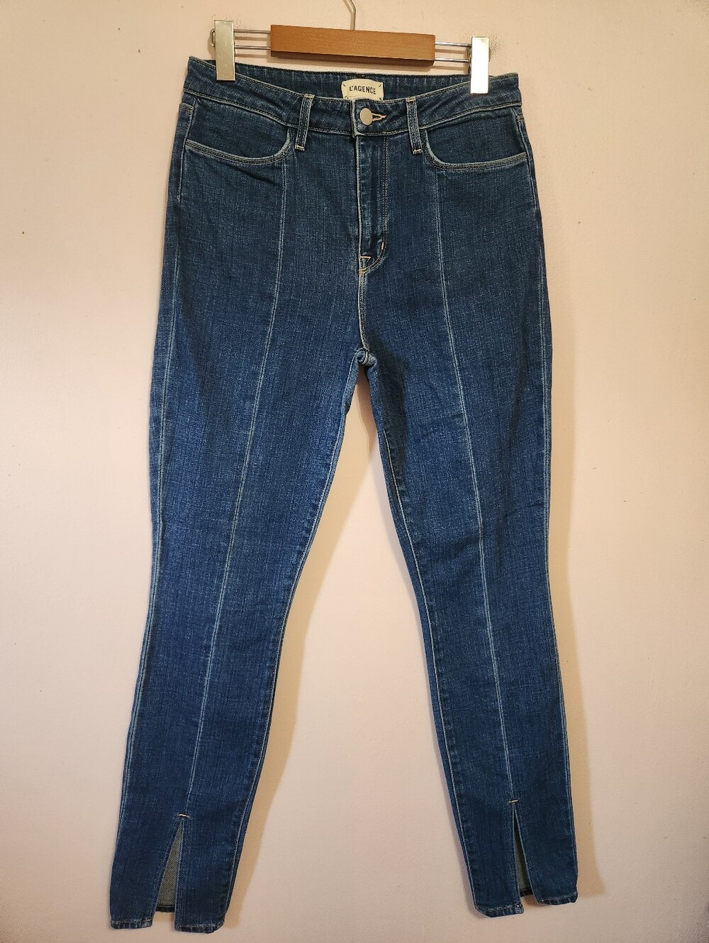 L'AGENCE Jyothi High Rise Center Seam Split Ankle Skinny Jeans Durango 28 Chic